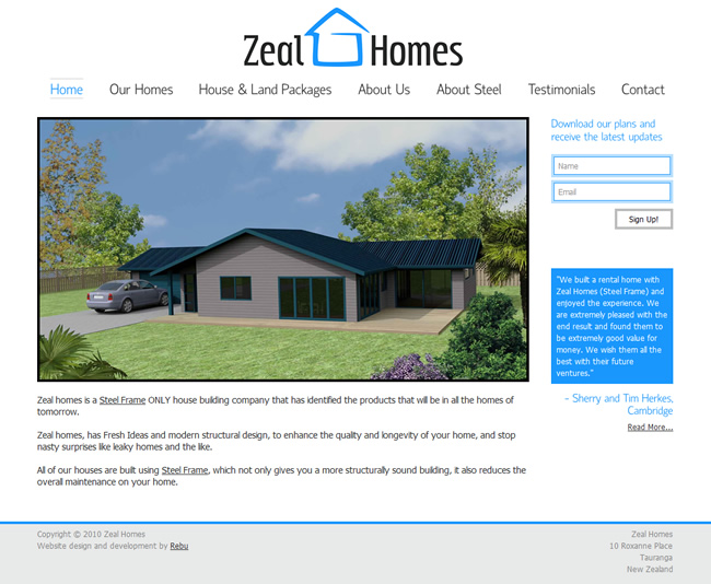Zeal Homes website